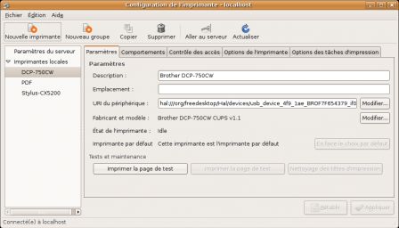 capture imprimante brother DCP-750CW